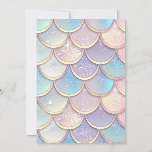 海の下だ!ピンクのリトルマーメイド1歳の誕生日 招待状 (裏面)