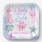 海の下だ！ピンクの海ガール2nd誕生日 ペーパープレート (正面)