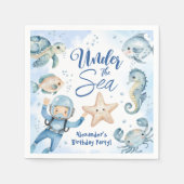 海の下だ!可愛いボーイブルー海誕生会 スタンダードカクテルナプキン (正面)