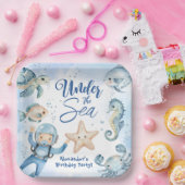 海の下だ!可愛いボーイブルー海誕生会 ペーパープレート (パーティー)