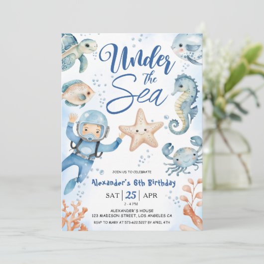 海の下だ！少年かわいい海6thバースデーパーティー 招待状 (スタンド正面)