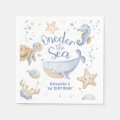 海の下だ!男の子かわいい海1歳の誕生日 スタンダードカクテルナプキン (正面)