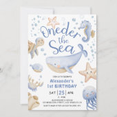 海の下だ!男の子かわいい海1歳の誕生日 招待状 (正面)