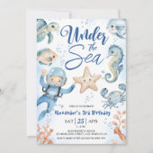海の下だ！男の子かわいい海3rd誕生日パーティー 招待状 (正面)
