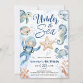 海の下だ！男の子かわいい海4th誕生日パーティー 招待状 (正面)
