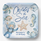 海の下だ!男の子1歳の誕生日誕生日 ペーパープレート (正面)