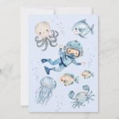 海の下だ!1歳の誕生日の少年かわいい海 招待状 (裏面)