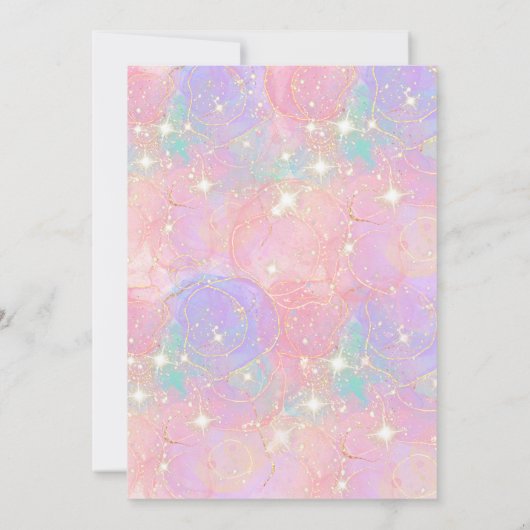 海の下だ!3歳の誕生日ガールピンクかわいい海 招待状 (裏面)