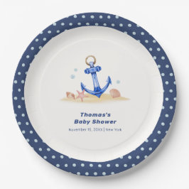 海の下でいかり男の航海の子の赤ちゃんシャワー ペーパープレート