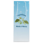 海の下でかわいいウミガメの赤ちゃんシャワー ワインギフトバッグ (正面)