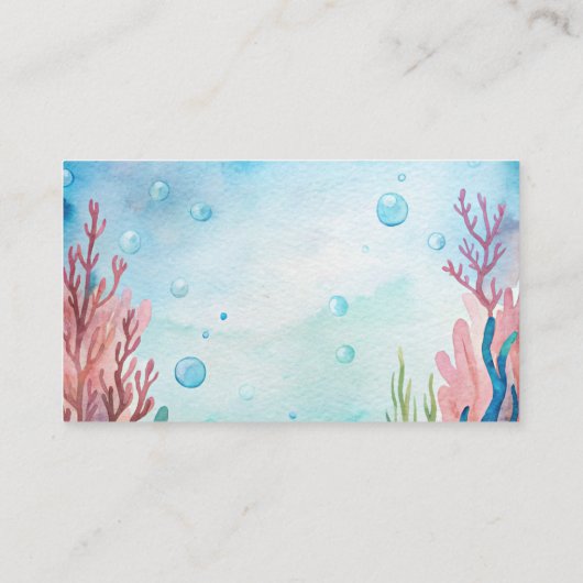 海の下でかわいいカメのアクアブルーの本のリクエスト エンクロージャーカード (裏面)