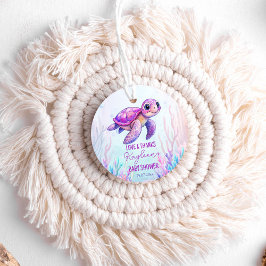 海の下でかわいい亀のピンクの赤ちゃんシャワーの好意 フェイバータグ