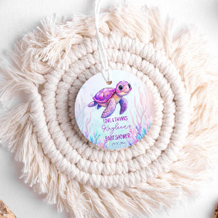 海の下でかわいい亀のピンクの赤ちゃんシャワーの好意 フェイバータグ