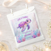 海の下でかわいい亀のピンクの赤ちゃんシャワーカスタム フェイバーバッグ (クリップ留めされた状態)