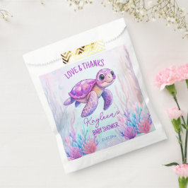 海の下でかわいい亀のピンクの赤ちゃんシャワーカスタム フェイバーバッグ