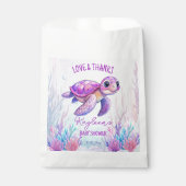 海の下でかわいい亀のピンクの赤ちゃんシャワーカスタム フェイバーバッグ (正面)