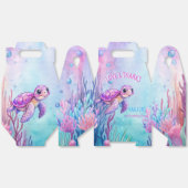 海の下でかわいい亀のピンク紫の誕生日 フェイバーボックス (見開き)