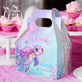 海の下でかわいい亀のピンク紫の誕生日 フェイバーボックス