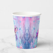 海の下でかわいい亀のピンク紫の誕生日 紙コップ (右)