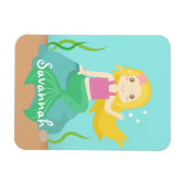 海の下でかわいい人魚 マグネット (横)