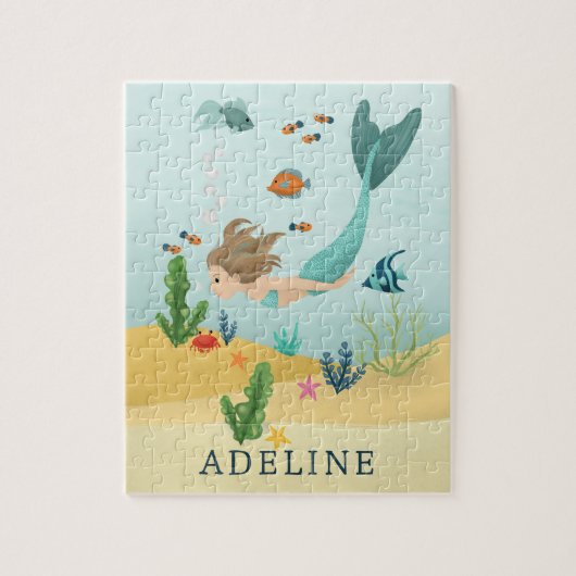 海の下でかわいい女の子と魔法の子マーメイド・キッズ ジグソーパズル (縦)