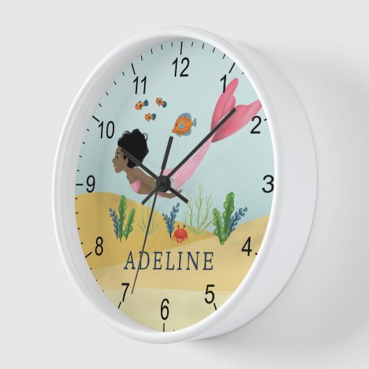 海の下でかわいい女の子と魔法の子マーメイド・キッズ 壁時計 (傾斜)