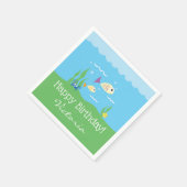 海の下でかわいい海水族館バースデーパーティー スタンダードカクテルナプキン (角)