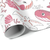 海の下でかわいい海洋動物のパターンプリント ラッピングペーパー (ロールコーナー)