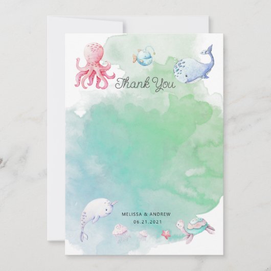 海の下でかわいい赤ちゃんシャワーサンキューカード (正面)