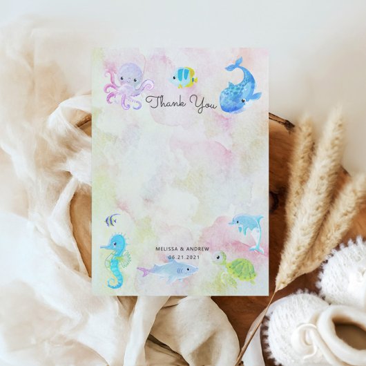 海の下でかわいい赤ちゃんシャワーサンキューカード