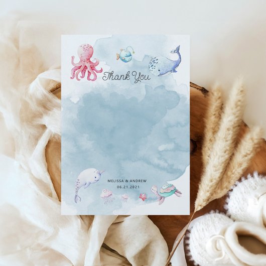 海の下でかわいい赤ちゃんシャワーサンキューカード
