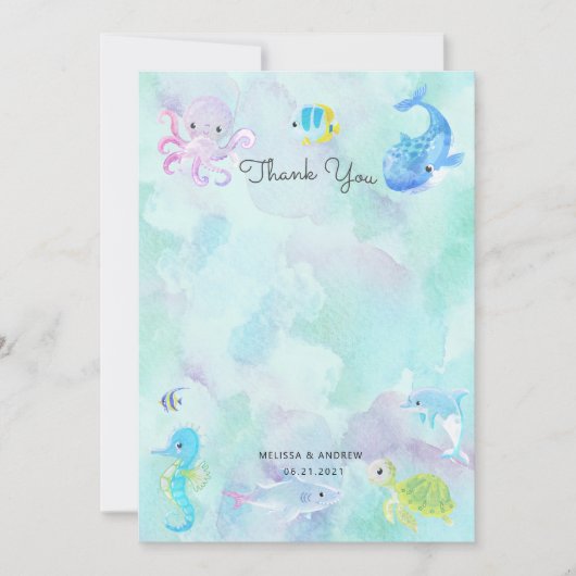 海の下でかわいい赤ちゃんシャワーサンキューカード (正面)