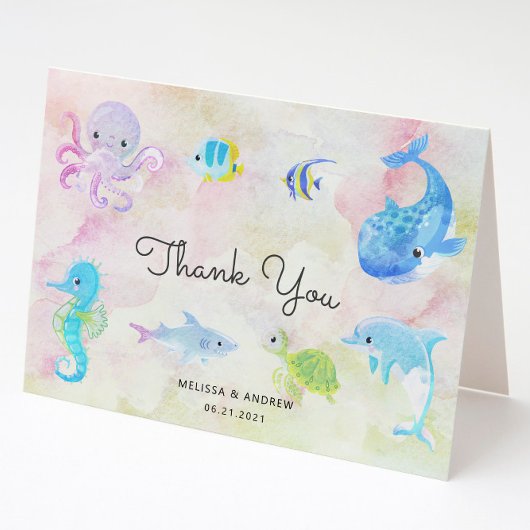 海の下でかわいい赤ちゃんシャワーサンキューカード カード