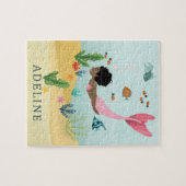 海の下でかわいい魔法の女の子アフロマーメイドの子供たち ジグソーパズル (横)