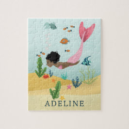 海の下でかわいい魔法の女の子アフロマーメイドの子供たち ジグソーパズル