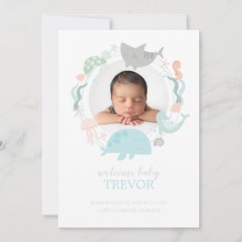 海の下でのベビー発表 招待状