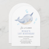 海の下での最初の誕生日の招待 招待状 (正面/裏面)