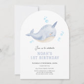 海の下での最初の誕生日の招待 招待状 (正面)