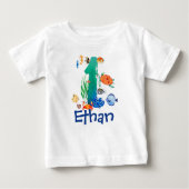 海の下での1歳の誕生日シャツ ベビーTシャツ (正面)