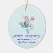 海の下でイルカに乗る人魚ベビー誕生 セラミックオーナメント (左)