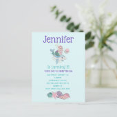 海の下でイルカに乗る人魚誕生日 インビテーションポストカード (スタンド正面)