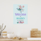 海の下でイルカに乗る人魚誕生日 ポスター (キッチン)