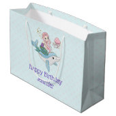 海の下でイルカに乗る人魚誕生日 ラージペーパーバッグ (裏面アングル)