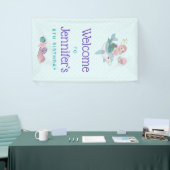 海の下でイルカに乗る人魚誕生日 横断幕 (トレードショー)