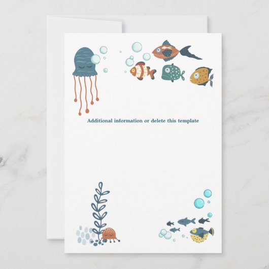 海の下でカワイイのタコが泡立つDIY時代 招待状 (裏面)