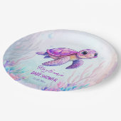 海の下でカートルパープルピンクの赤ちゃんシャワー ペーパープレート (アングル)