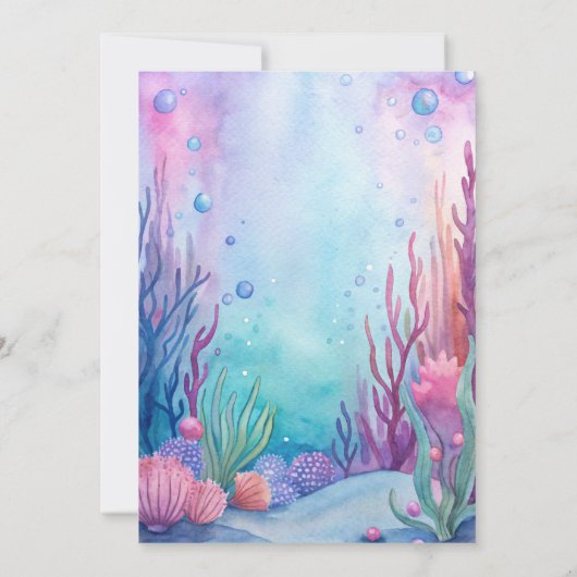 海の下でカートルパープルピンクの赤ちゃんシャワー 招待状 (裏面)