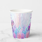 海の下でカートルパープルピンクの赤ちゃんシャワー 紙コップ (右)