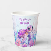 海の下でカートルパープルピンクの赤ちゃんシャワー 紙コップ (正面)