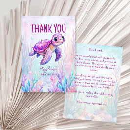 海の下でカートルピンク紫の赤ちゃんシャワー サンキューカード